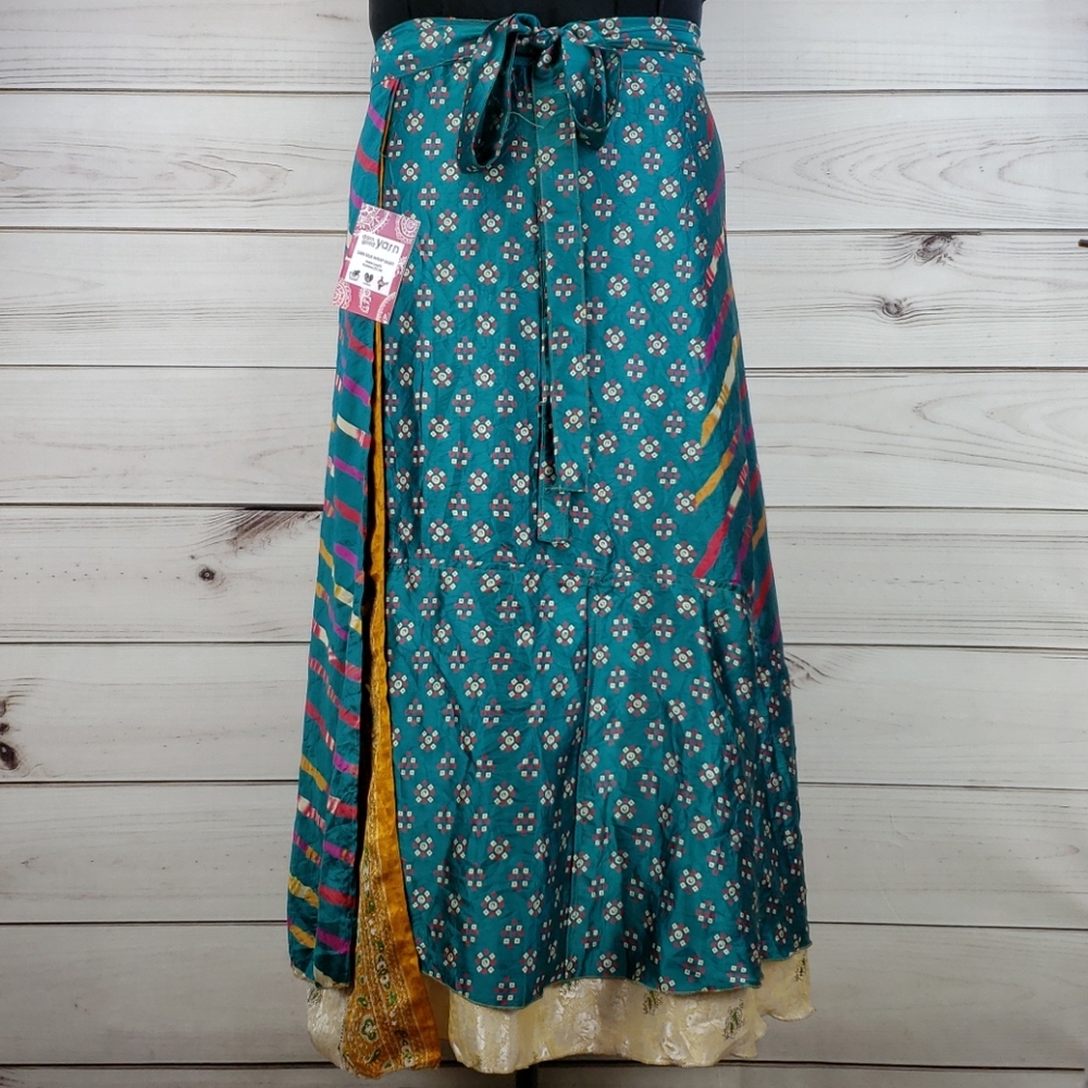 Darn Good Yarn Sari Silk Wrap Skirt Ankle Goddess